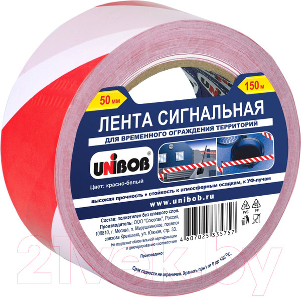 Изображение товара Лента сигнальная Unibob 0.05x150м / 39295 (красный/белый)