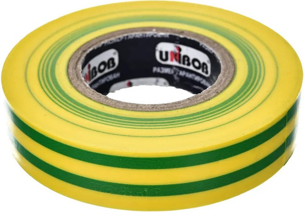 Изображение товара Изолента Unibob ПВХ 15ммx20м 130 мкн / 59648 (желтый/зеленый)