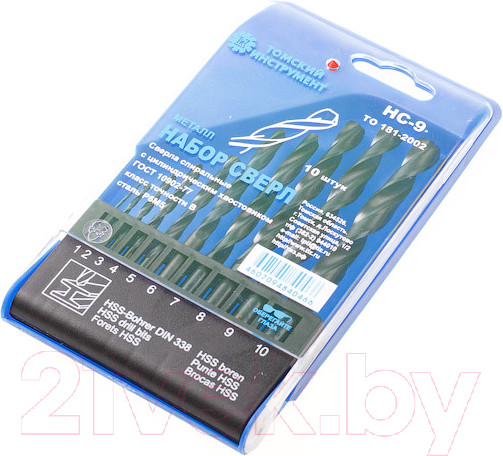 Изображение товара Набор сверл Томский инструмент НС-9 Р6М5