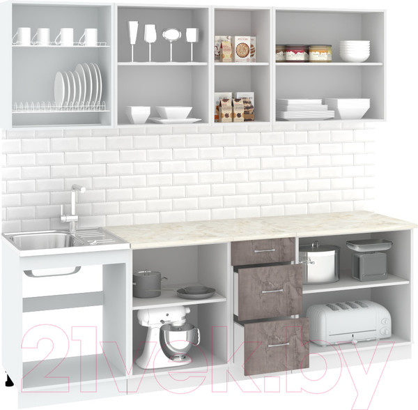 Изображение товара Кухонный гарнитур Кортекс-мебель Корнелия Лира 2.4м (капучино/оникс/королевский опал)