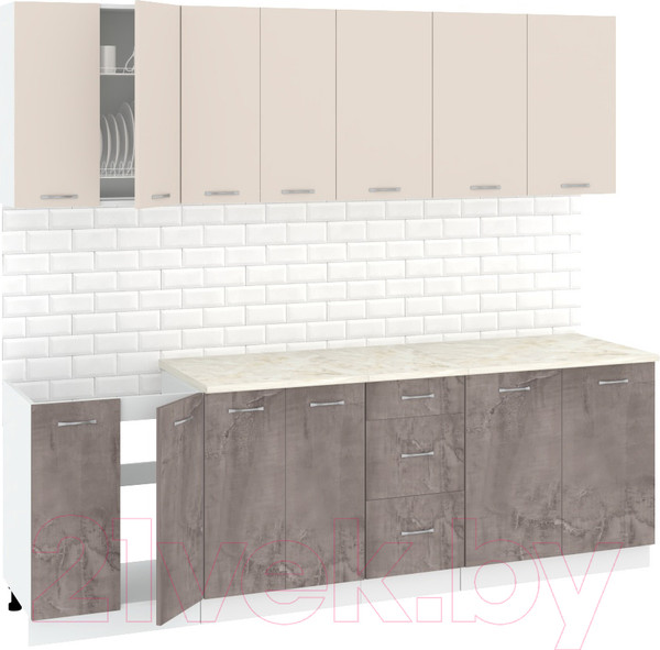 Изображение товара Кухонный гарнитур Кортекс-мебель Корнелия Лира 2.4м (капучино/оникс/королевский опал)