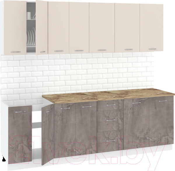 Изображение товара Кухонный гарнитур Кортекс-мебель Корнелия Лира 2.4м (капучино/оникс/мадрид)