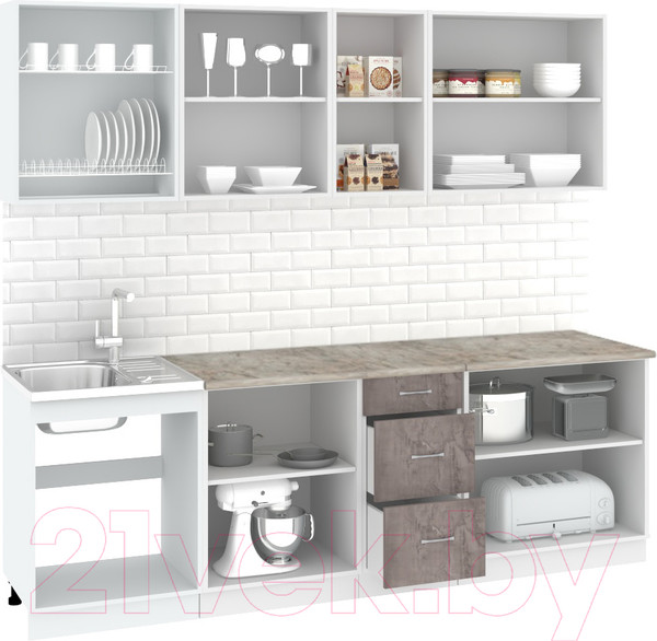 Изображение товара Кухонный гарнитур Кортекс-мебель Корнелия Лира 2.4м (капучино/оникс/марсель)