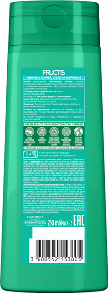 Изображение товара Шампунь для волос Garnier Fructis кокосовый баланс (250мл)