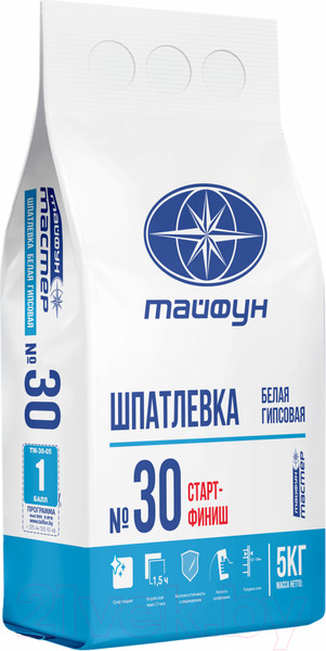 Изображение товара Шпатлевка Тайфун Мастер №30 Старт-Финиш (5кг)