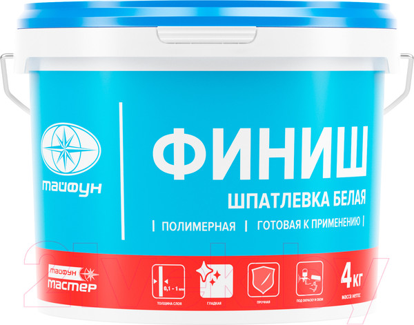 Изображение товара Шпатлевка готовая Тайфун Мастер Финиш (4кг)