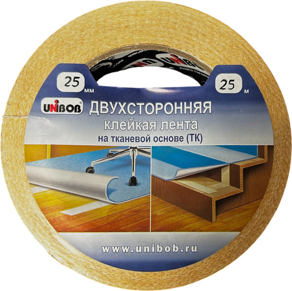 Изображение товара Скотч двухсторонний Unibob Ткань / 38921 (25ммx25м)