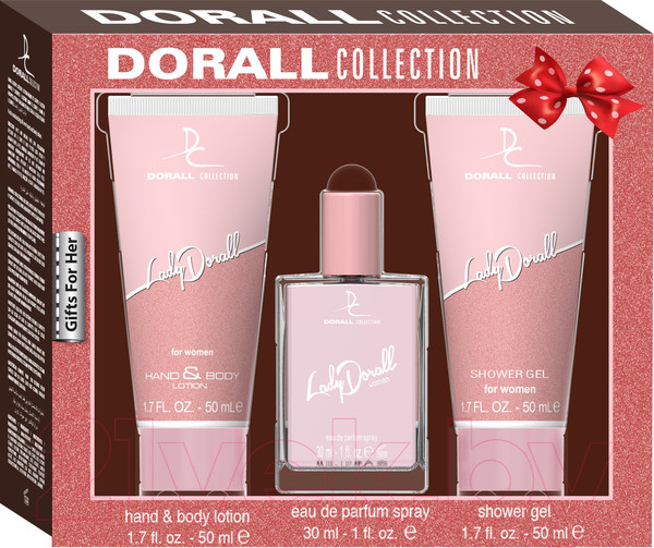 Изображение товара Парфюмерный набор Dorall Collection Lady Dorall Туалетная вода+гель для душа+лосьон для рук и тела (30мл+50мл+50мл)