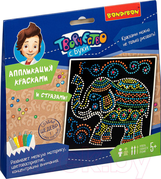 Изображение товара Набор для творчества Bondibon Аппликация красками. Слон / ВВ4561