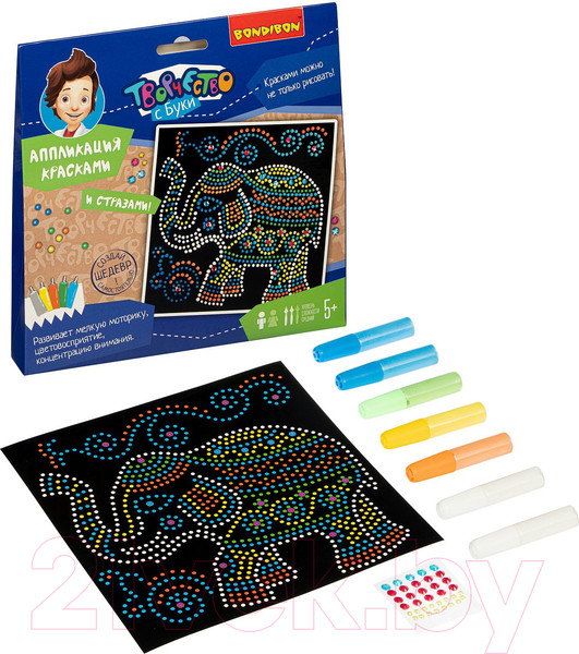 Изображение товара Набор для творчества Bondibon Аппликация красками. Слон / ВВ4561