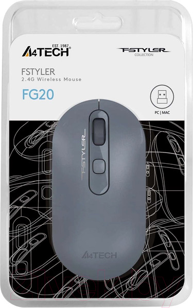 Изображение товара Мышь A4Tech Fstyler FG20 (пепельный/синий)