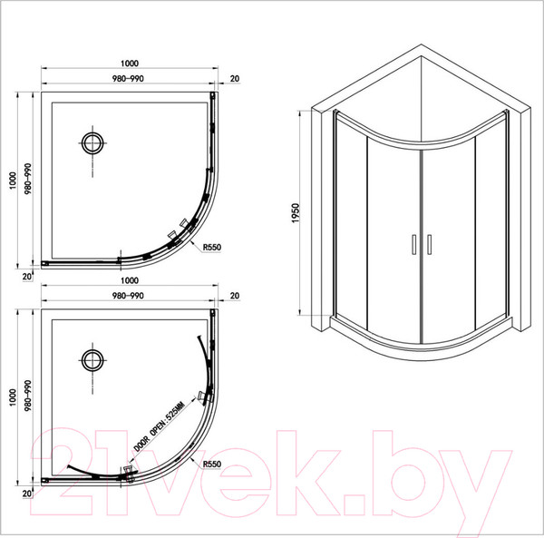 Изображение товара Душевой уголок Adema Glass Line 100 (прозрачное стекло)