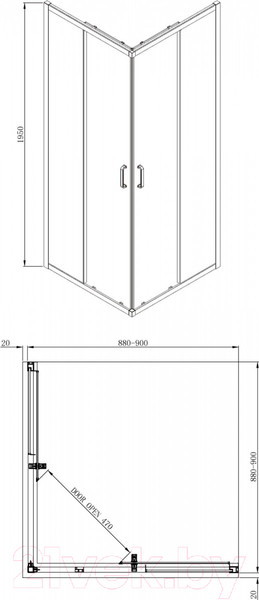 Изображение товара Душевой уголок Adema Glass Vierkant 90 (матовое стекло)