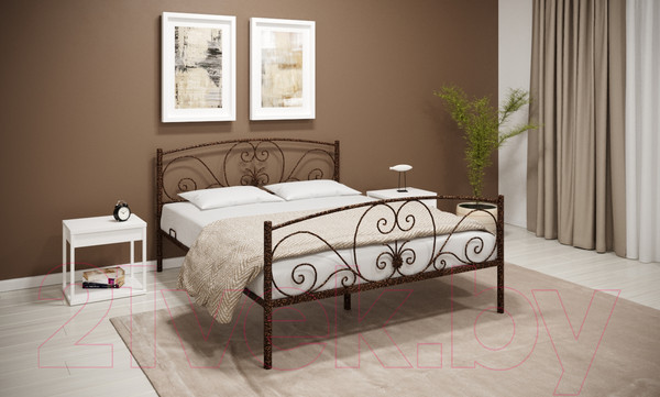 Изображение товара Двуспальная кровать Князев Мебель Нимфея НЯ.160.190.М (медный антик)