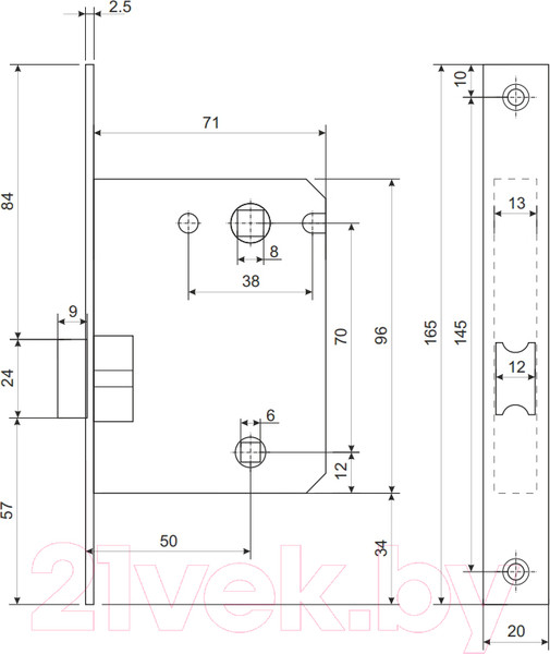 Изображение товара Защелка врезная с фиксацией Avers 5600-P-WC (черный никель)
