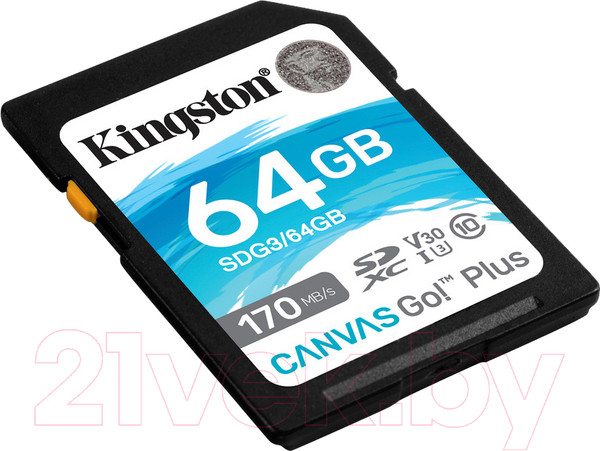 Изображение товара Карта памяти Kingston Canvas Go Plus SDXC (Class10) 64Gb (SDG3/64GB)