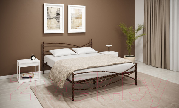 Изображение товара Полуторная кровать Князев Мебель Калифорния КЯ.120.190.М (медный антик)