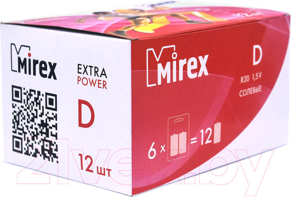 Изображение товара Комплект батареек Mirex R20 D 1.5V / 23702-LR20-E2 (2шт)