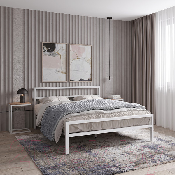 Изображение товара Полуторная кровать Князев Мебель Наргиз НЗ.140.190.Б (белый муар)