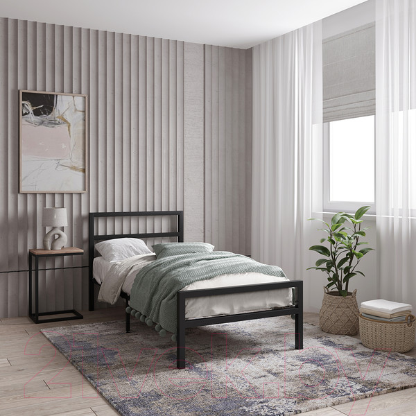 Изображение товара Односпальная кровать Князев Мебель Наргиз НЗ.90.200.Ч (черный муар)