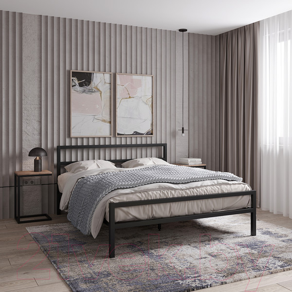 Изображение товара Полуторная кровать Князев Мебель Наргиз НЗ.120.200.Ч (черный муар)