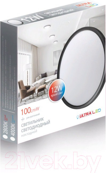 Изображение товара Потолочный светильник Ultra NR-12W-2800K Black