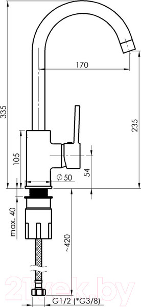 Изображение товара Смеситель Rubineta Axe-33 BR / AX30098