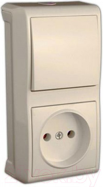 Изображение товара Блок выключатель+розетка Viko Vera / 90681286 (кремовый)