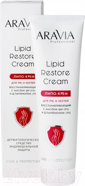 Изображение товара Крем для рук Aravia Professional Lipid Restore Cream с маслом ши Д-пантенолом (100мл)