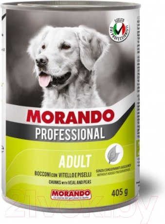 Изображение товара Влажный корм для собак Morando Professional телятина с горошком / 09952 (405г)