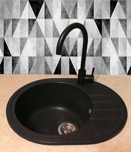 Изображение товара Мойка кухонная со смесителем БелЭворс New Lux L + смеситель W4998-3-22 (черный)