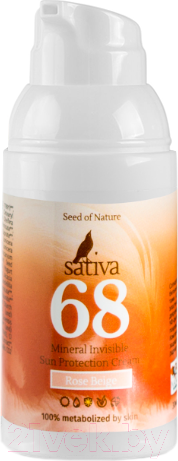 Изображение товара Крем солнцезащитный Sativa Невидимый минеральный №68 Rose Beige SPF30 (30мл)