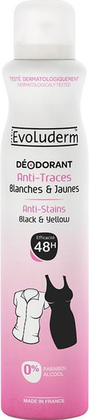Изображение товара Дезодорант-спрей Evoluderm Anti-Stain White & Yellow 48H (200мл)