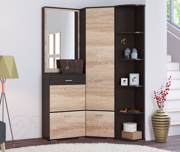 Изображение товара Секция в прихожую Империал Виола (венге/дуб сонома, с зеркалом)
