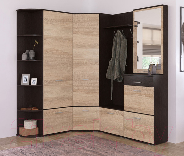 Изображение товара Секция в прихожую Империал Виола (венге/дуб сонома, с зеркалом)