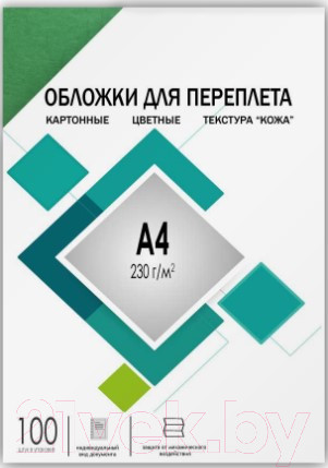 Изображение товара Обложки для переплета Гелеос CCA4G А4, под кожу (зеленый)