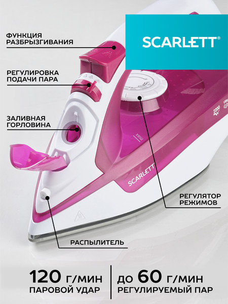 Изображение товара Утюг Scarlett SC-SI30K25 (розовый)