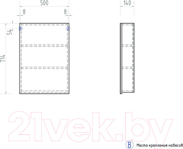 Изображение товара Шкаф с зеркалом для ванной Vigo Grand 500