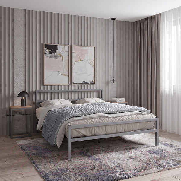Изображение товара Двуспальная кровать Князев Мебель Наргиз НЗ.180.200.С (серый муар)