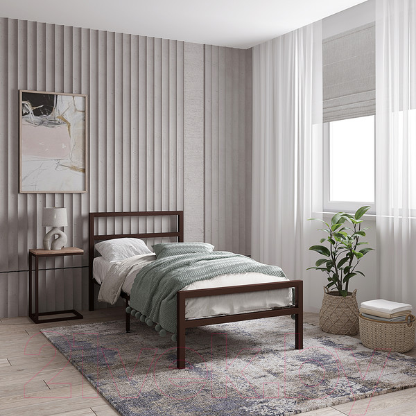 Изображение товара Односпальная кровать Князев Мебель Наргиз НЗ.90.200.К (коричневый муар)