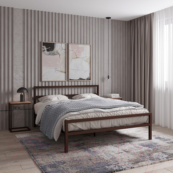 Изображение товара Двуспальная кровать Князев Мебель Наргиз НЗ.160.190.К (коричневый муар)