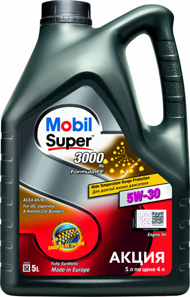 Изображение товара Моторное масло Mobil Super 3000 X1 Formula FE 5W30 / 156155 (5л)