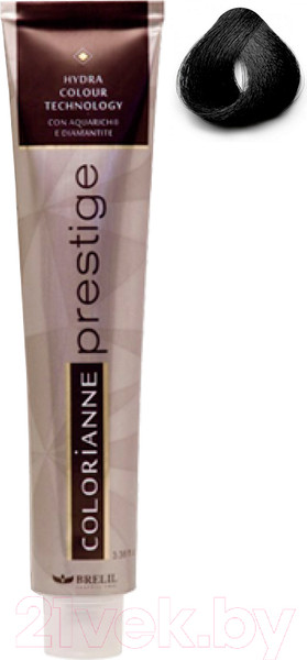 Изображение товара Крем-краска для волос Brelil Professional Colorianne Prestige 1/00 (100мл, черный)
