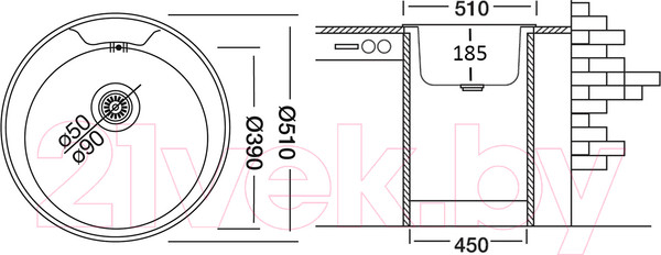 Изображение товара Мойка кухонная Ukinox FAP510 GT8K 0C