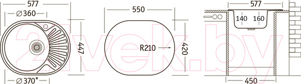 Изображение товара Мойка кухонная Ukinox FAD577.447 GT6K 2L