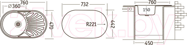 Изображение товара Мойка кухонная Ukinox FAD760.470 GT6K 1R