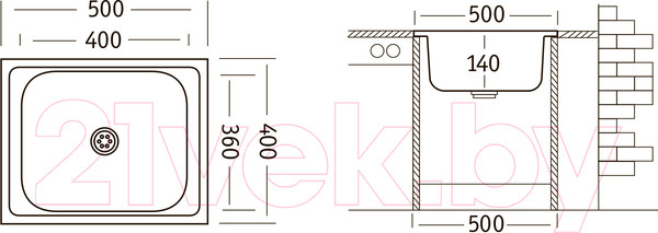 Изображение товара Мойка кухонная Ukinox STD500.400 4C C (с сифоном)