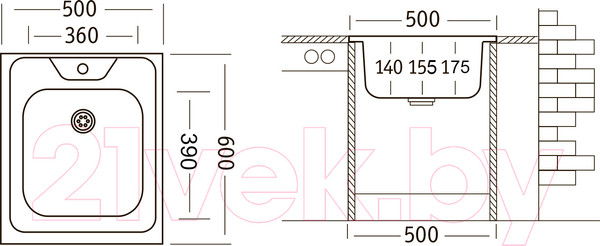 Изображение товара Мойка кухонная Ukinox STD500.600 4C 0C
