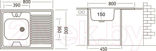 Изображение товара Мойка кухонная Ukinox STD800.600 5C 0L