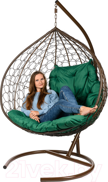 Изображение товара Кресло подвесное BiGarden Gemini Brown (зеленая подушка)